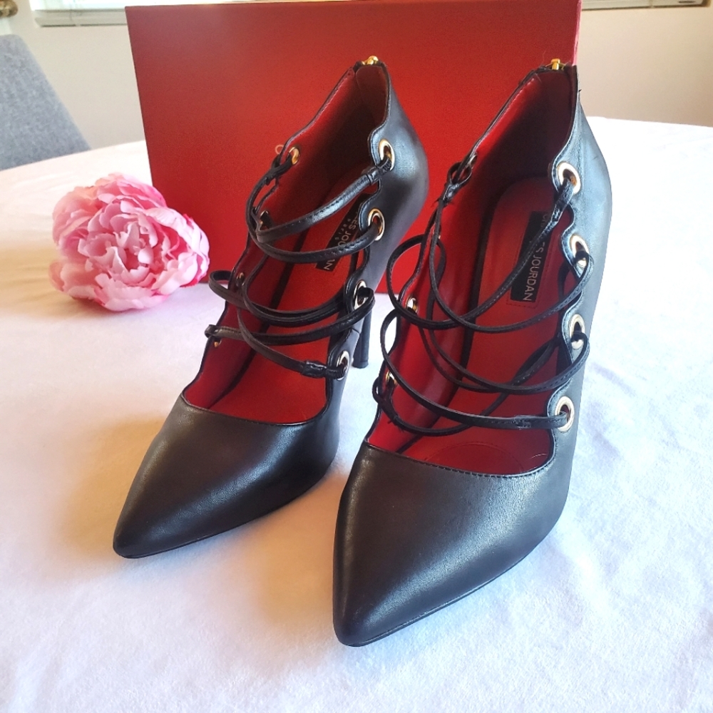⚜️CHARLES JOURDAN PARIS Corset Style Leather Pump Heels Size 10 - Picture 3 of 7